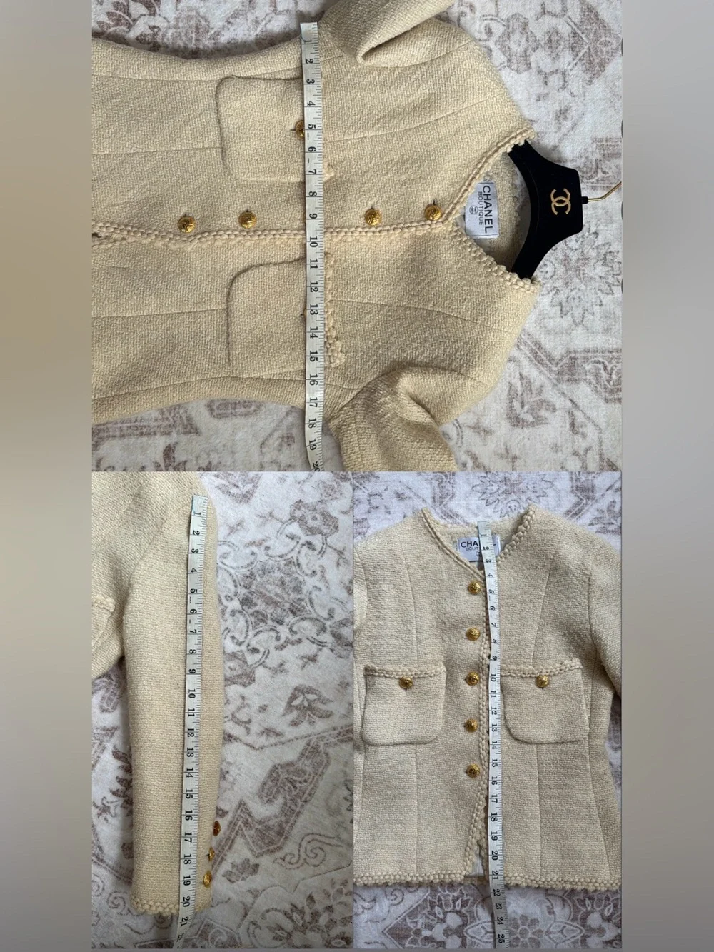 Chanel vintage 1990 spring summer ecru runway jacket no size tag